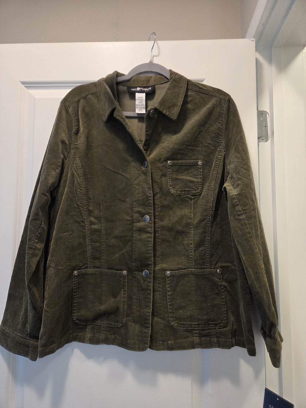 Sag Harbor Olive Green Corduroy Utility Jacket Size 14 NWT